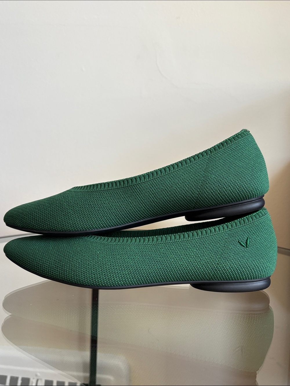 Women's Green Knit Ballet Flats - Picture 7 of 10
